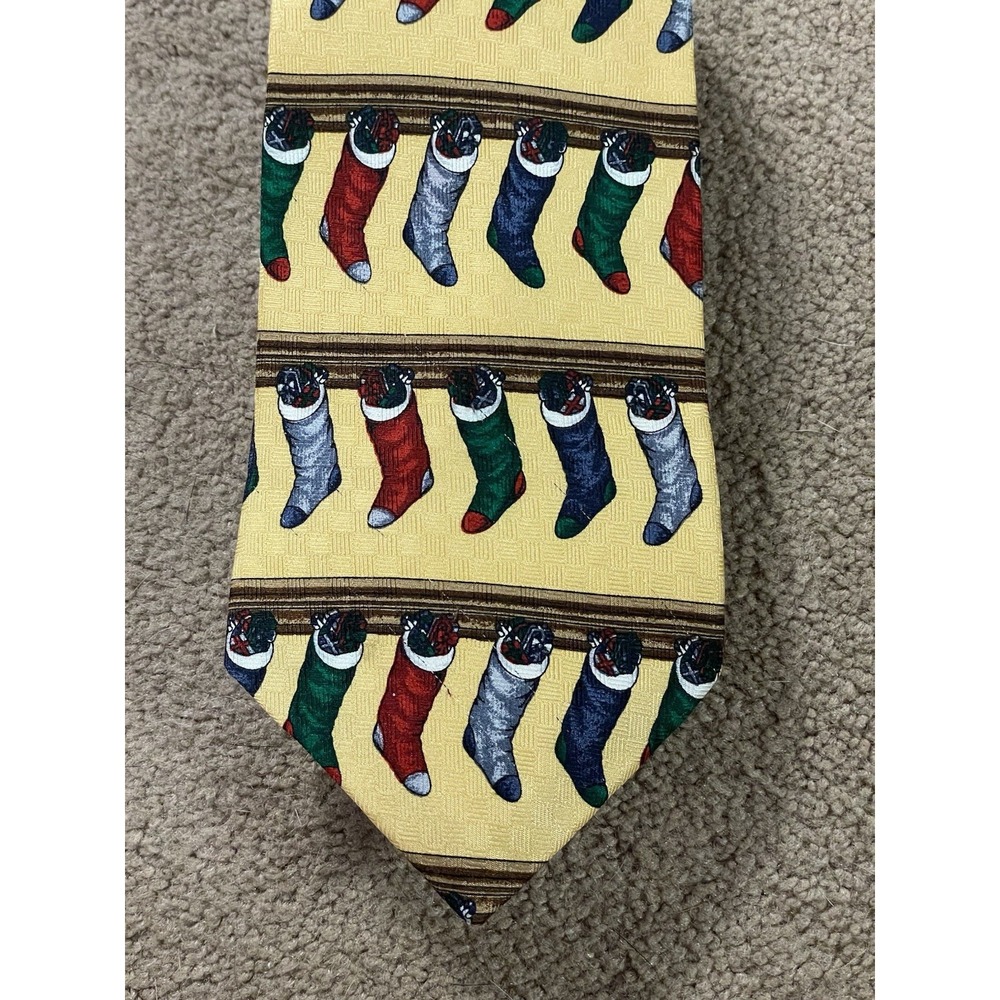 Vintage‎ Rooster Brand Men's Silk Necktie Made USA 58" Long Christmas Stocking